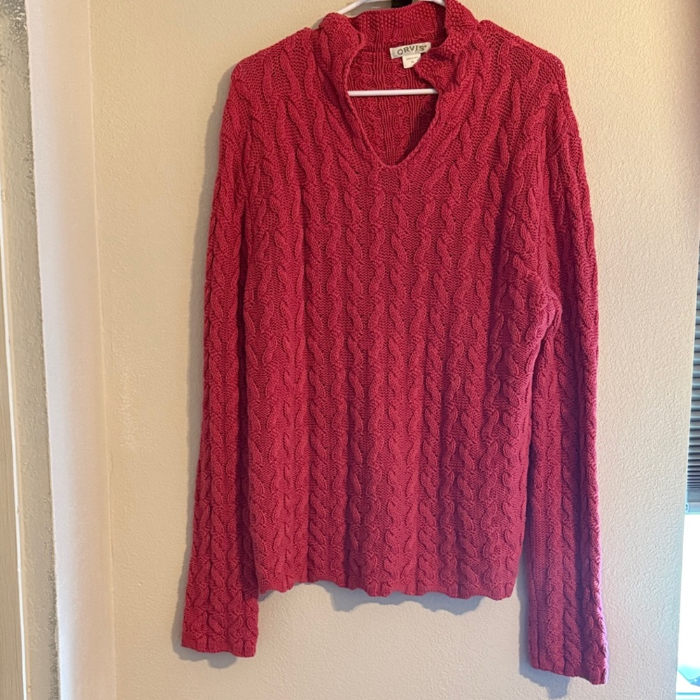 Orvis- XL- Pink Cowl Neck Sweater